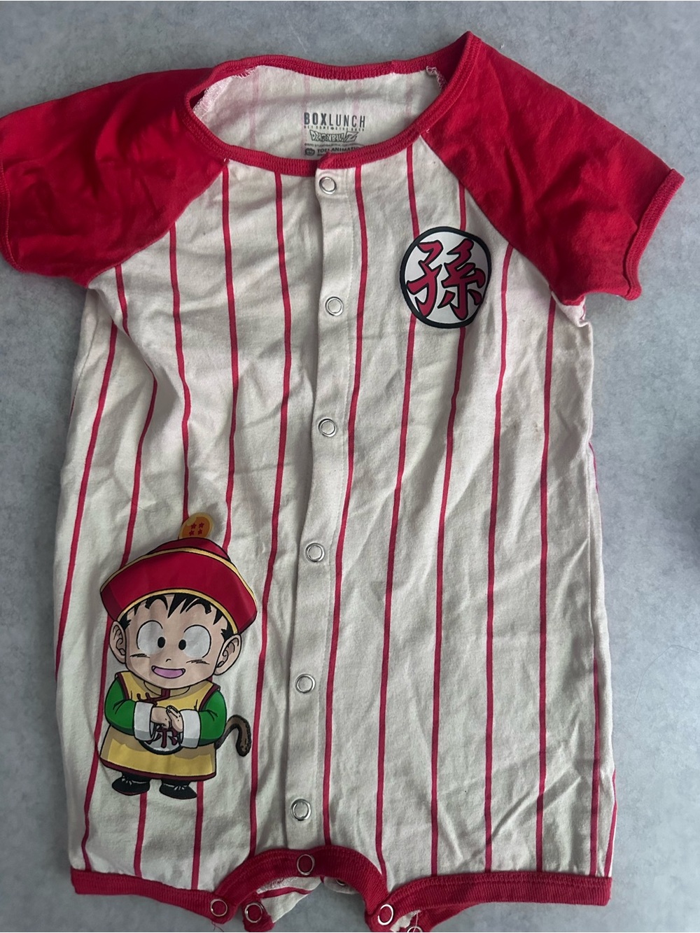 BoxLunch Dragon Ball Z Baby Romper Goku Jersey Snap Infant Anime Size 12M